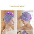 Custom Logo Hair Salon Quick Dry Magic Hat With Button Shower Wrapped Cap SPA Long Curly Hair Towel Wrap Microfiber Hair Towel